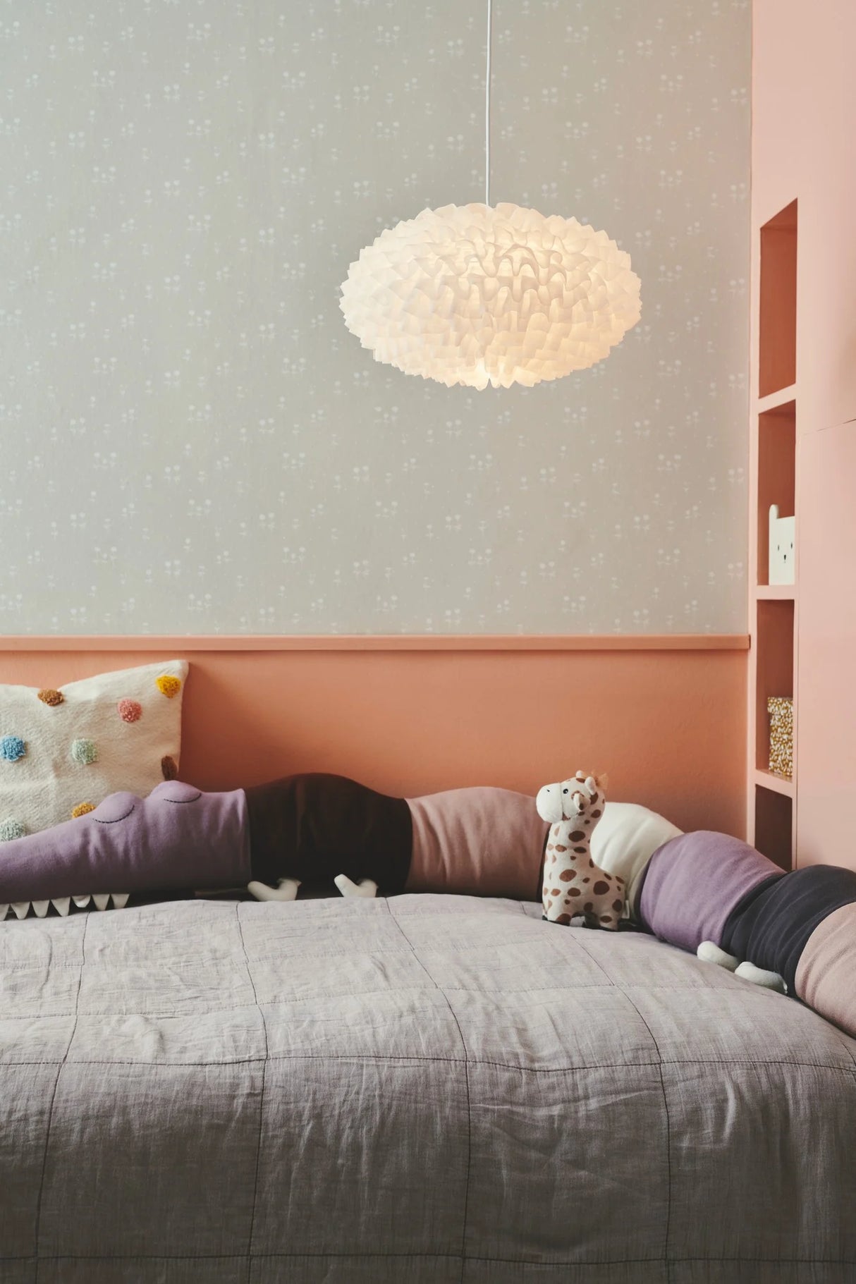 Hanglamp wit Villo stof e27 fitting 30 cm