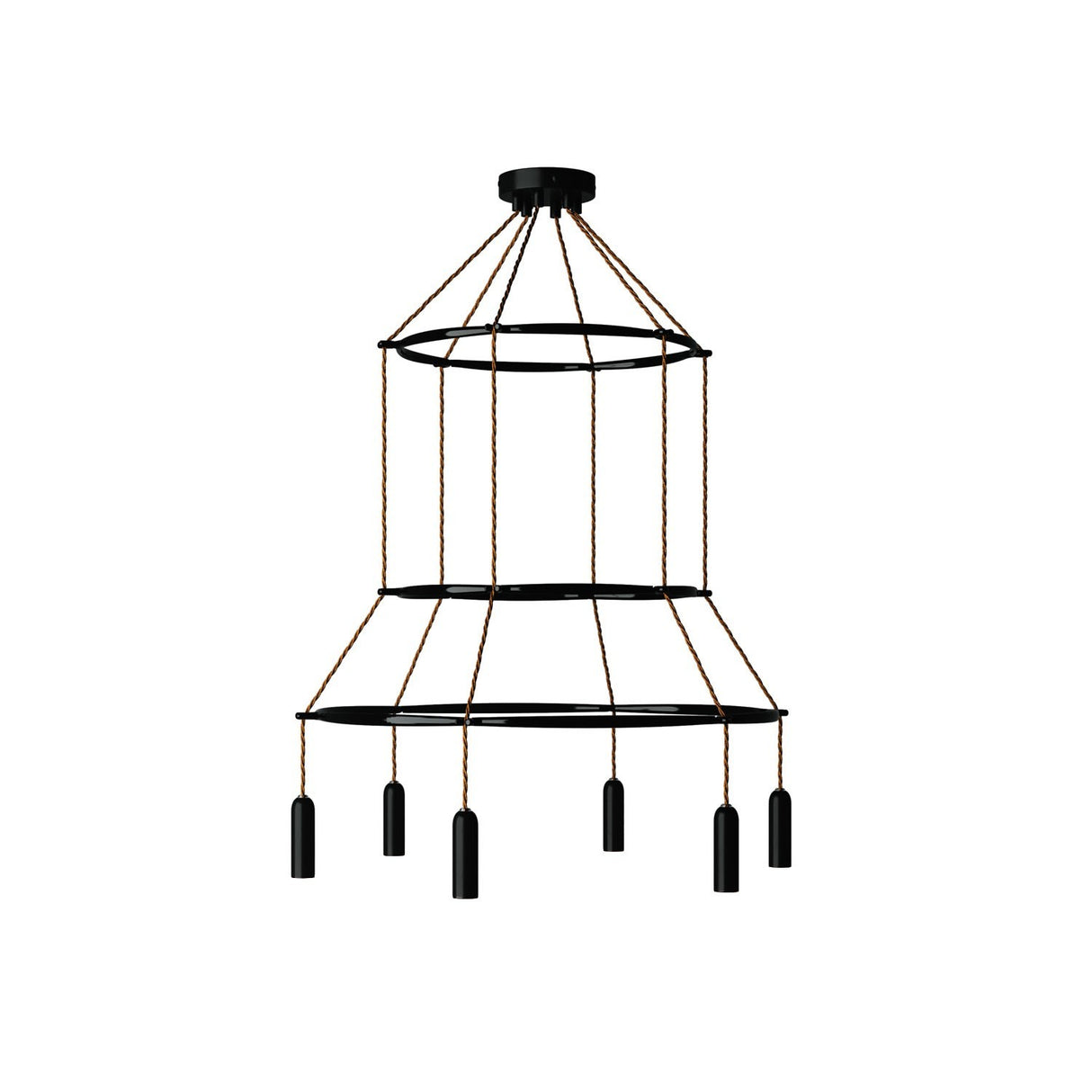 Kroonluchter zwart modern 6x E14 (met led lampen)