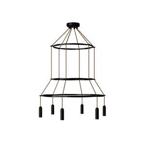 Kroonluchter zwart modern 6x E14 (met led lampen)