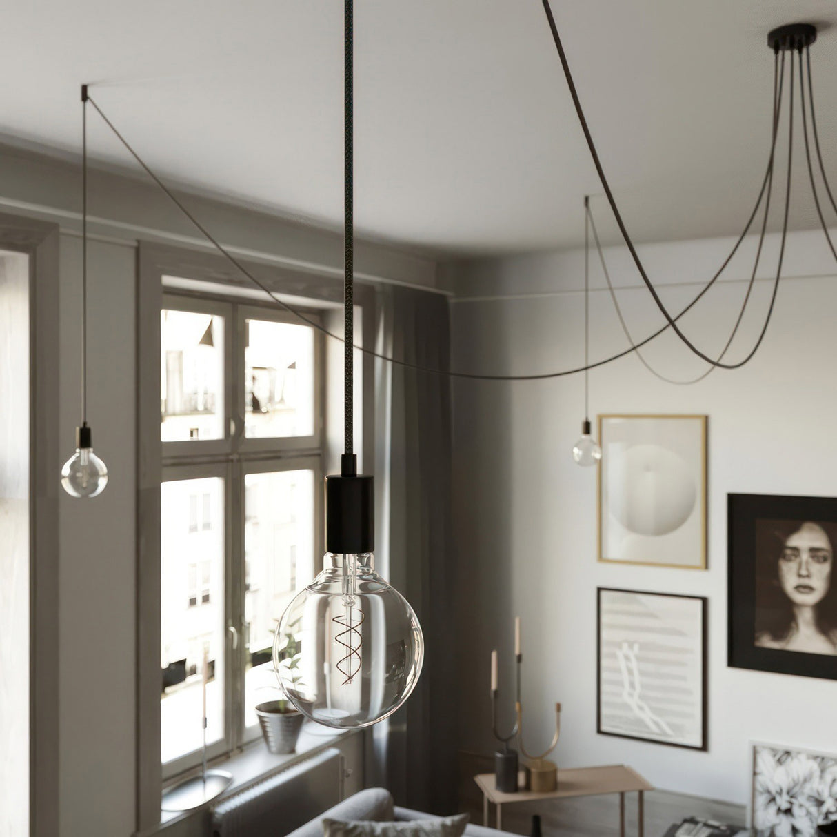 Hanglamp 5 losse fitting Spider E27 set