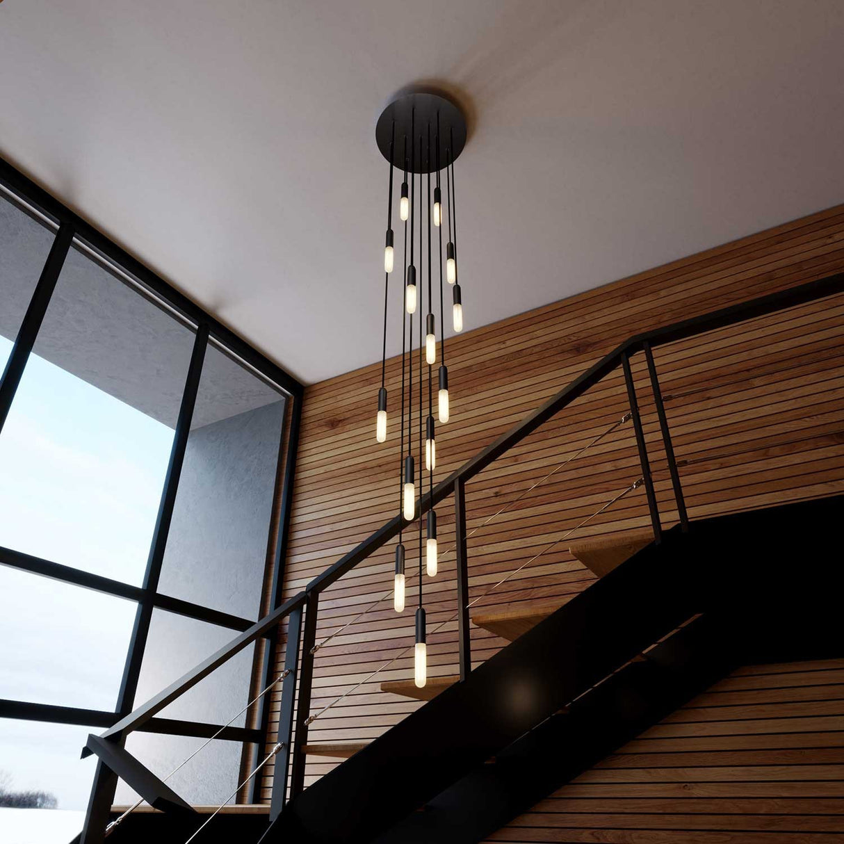 Hanglamp trapgat 15x E14 met led lamp 180cm
