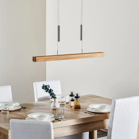 Houten hanglamp balk met ingebouwde led lamp