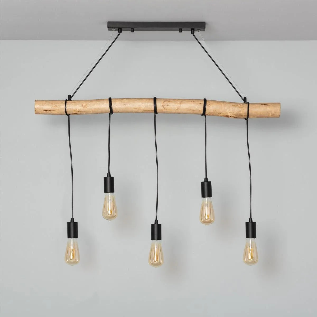 lamp met houten balk e27 fitting zwart led lamp