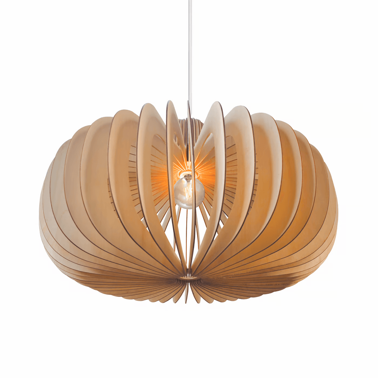 Hanglamp hout groot 'Hazo' rond design e27 65cm - FOIR
