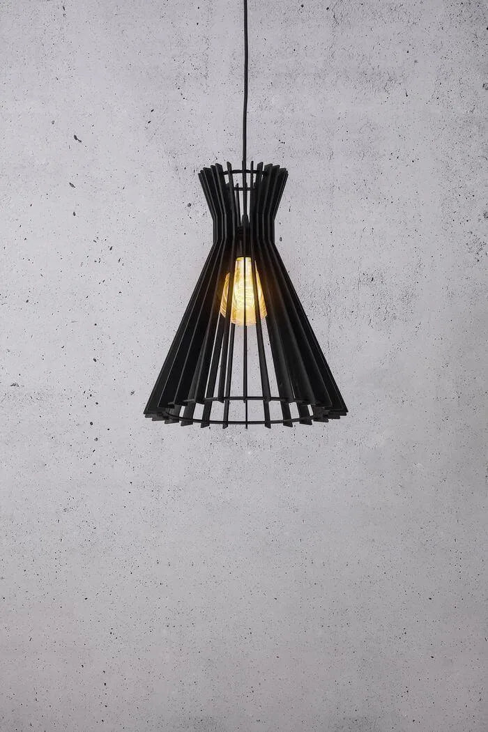 Houten hanglamp zwart 'Groa' Nordlux rond 35 cm - FOIR