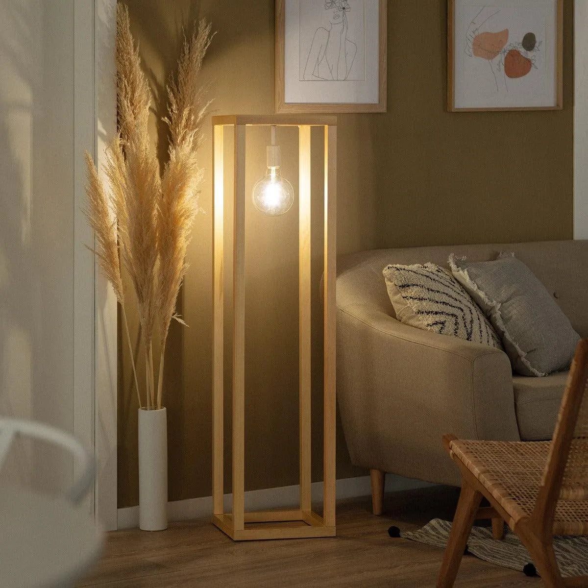 Staande lamp e27 fitting modern hout led lamp 