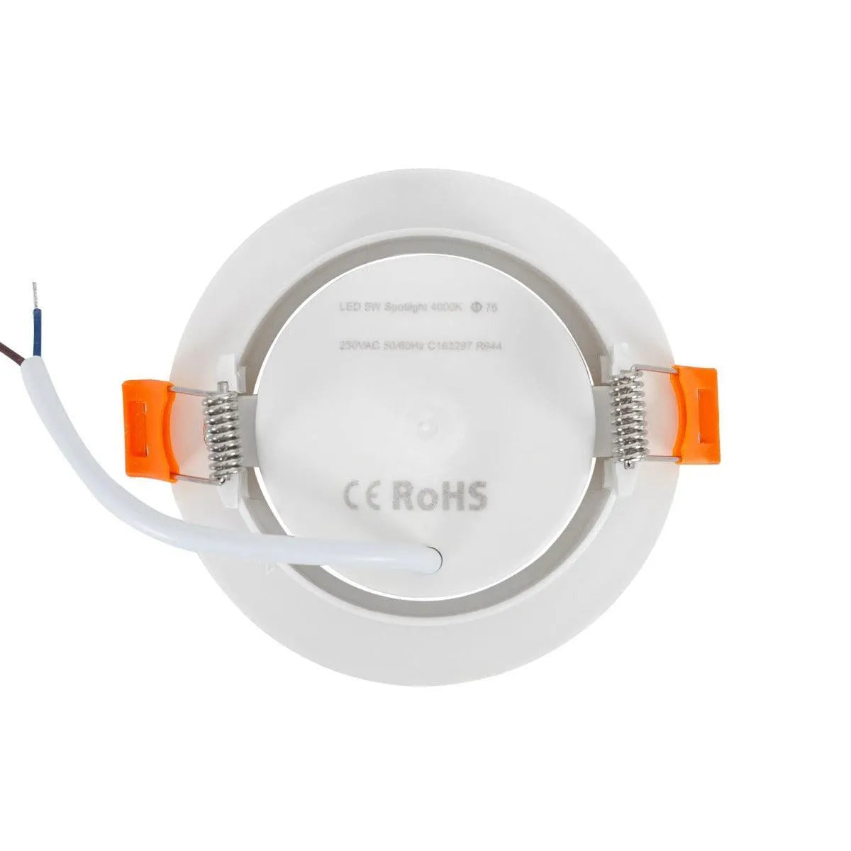 Inbouwspot wit rond inbouwspot 20mm hoog 75mm inbouwmaat 5w 3000K - FOIR