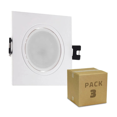 Inbouwspot wit vierkant GU10 6W led Ø 75-85 mm (SET VAN 3) 3000k - FOIR