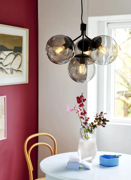 Ivona kroonluchter mat zwart en smokeglas nordlux designverlichting