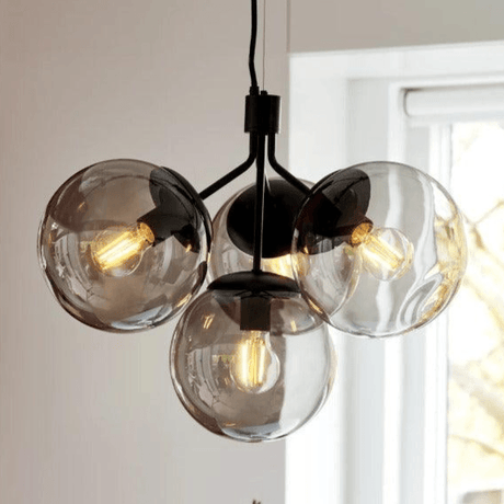 Kroonluchter modern zwart Nordlux 'Ivona' E27 fitting smokeglas 55 cm - FOIR