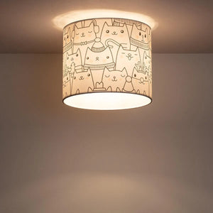 Plafondlamp wit kat gevlochten e27 fitting led lamp 
