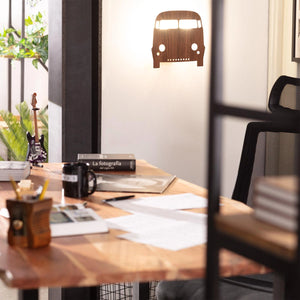 Wandlamp hout kinderkamer auto 2x e14