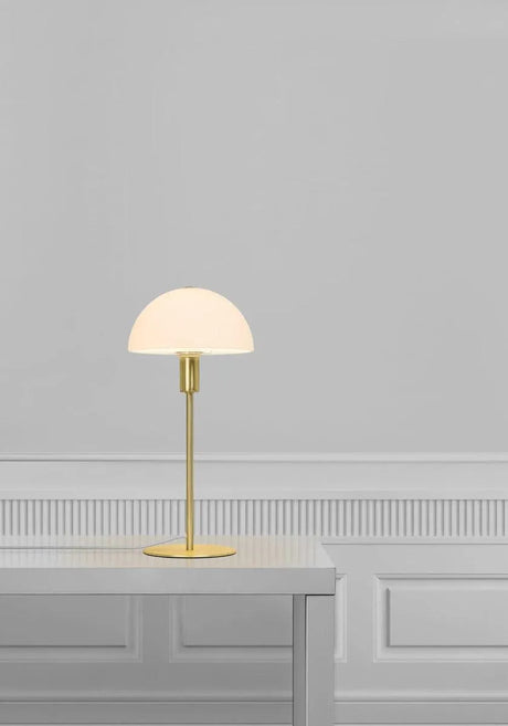 Tafellamp messing witte glazen kap schakelaar e14 fitting nordlux
