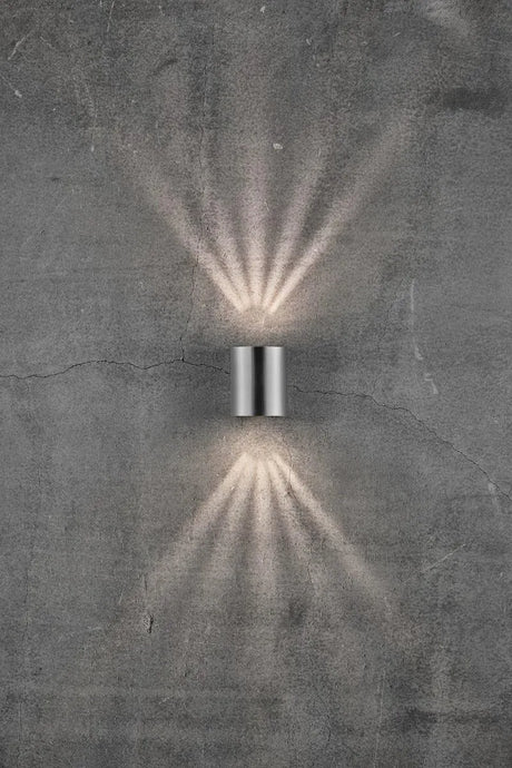 Buitenlamp gevelverlichting stainless steel up & downlighter 'Canto 2' Nordlux LED 2x6W warm wit - FOIR