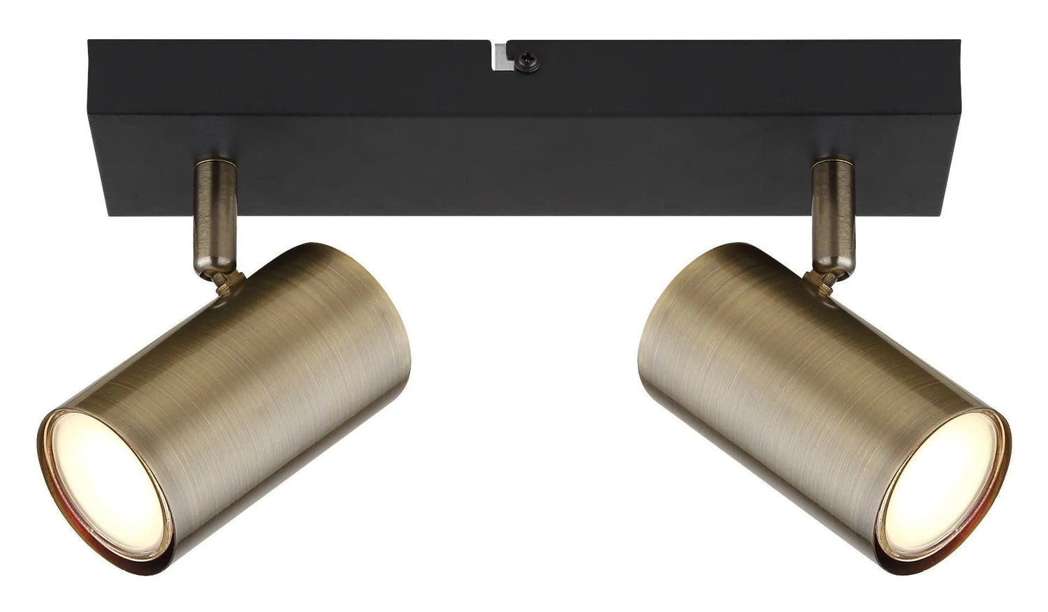 Plafondspot 2 spots zwart & antiek messing GU10 Robby - FOIR