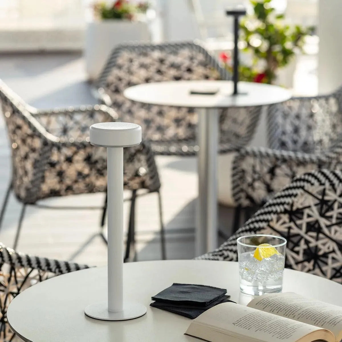 Oplaadbare tafellamp ingebouwde LED dimbaar 'Pam'-Zwart 30cm - FOIR