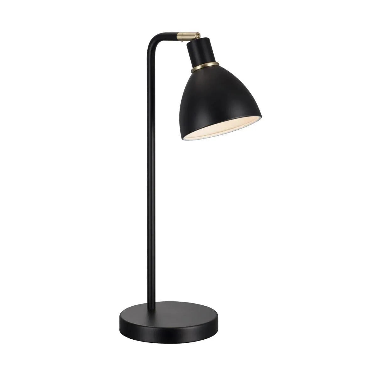 Kleine zwarte tafellamp met schakelaar en e14 fitting nordlux ray messing 63201003