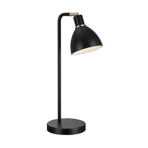 Kleine zwarte tafellamp met schakelaar en e14 fitting nordlux ray messing 63201003