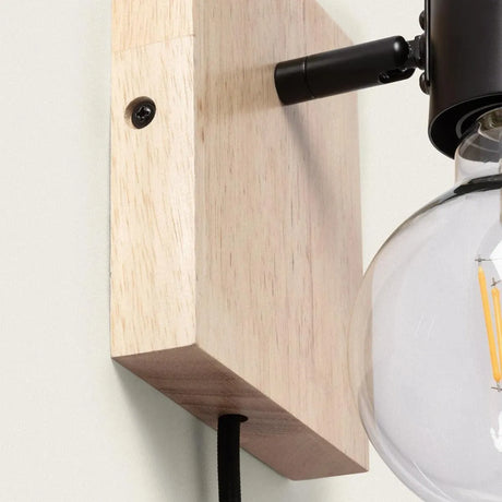 Wandlamp Leeslamp hout met E27 fitting schakelaar & stekker 'Iddo' - FOIR