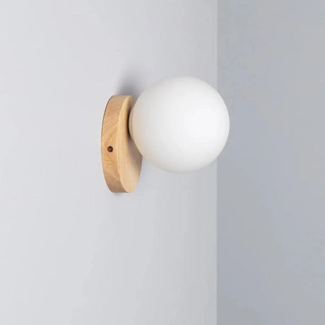Minimalistische wandlamp hout met opaalglas G9 fitting 'Eline' - FOIR