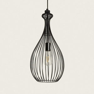 Kooi hanglamp zwart met ingebouwde E27 fitting gemaakt van metaal mat zwart