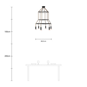 Kroonluchter zwart modern 6x E14 (met led lampen)