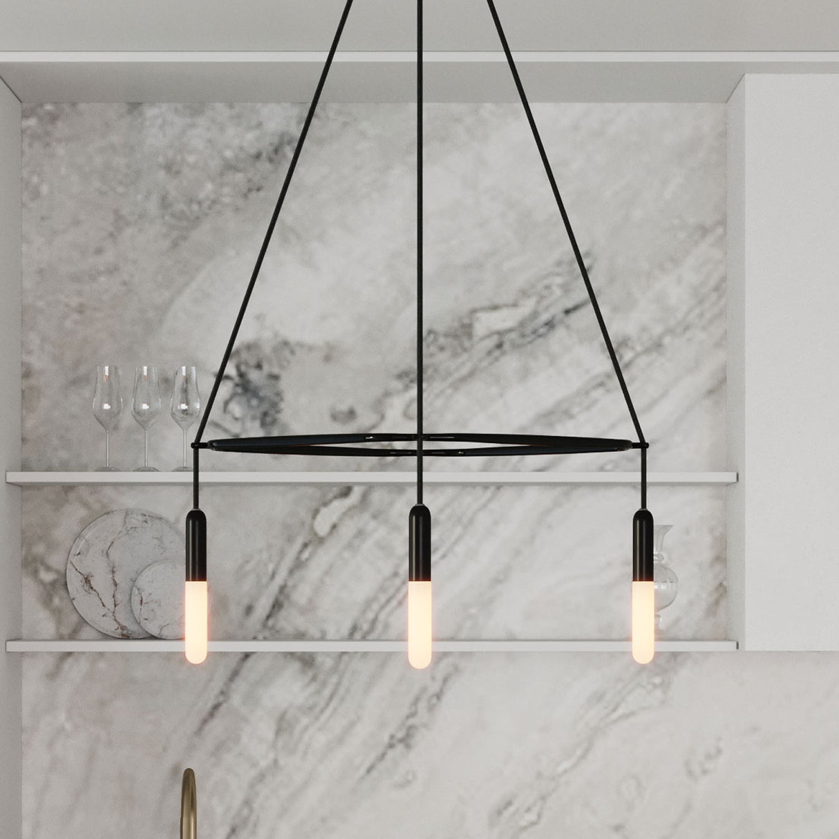 Kroonluchter modern 4x vierkant design met led lampen