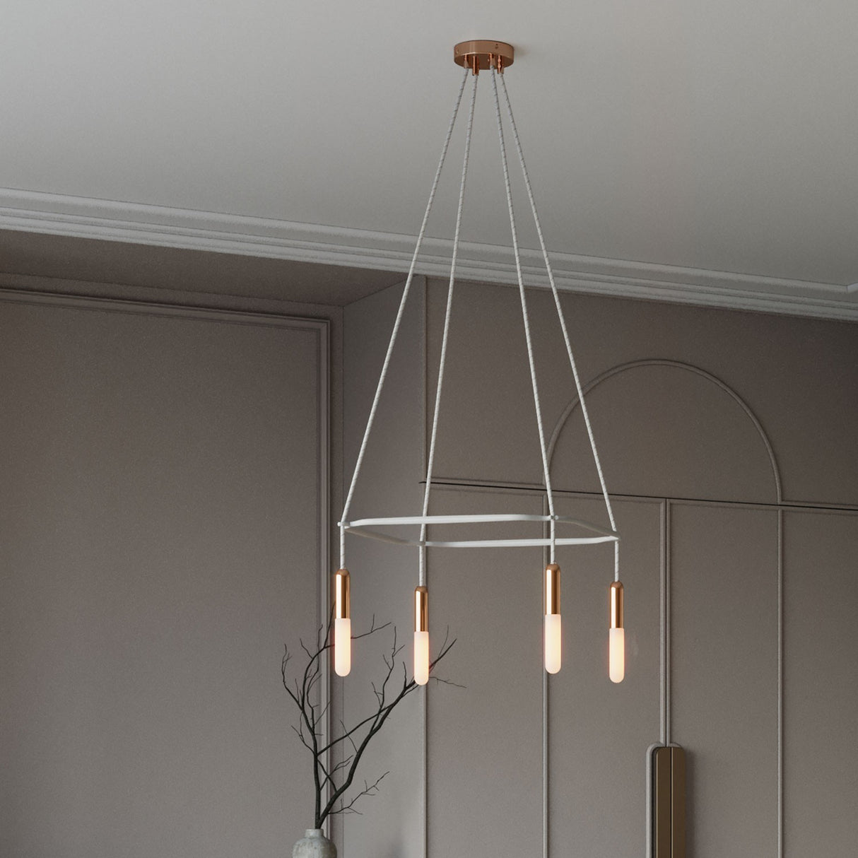 Kroonluchter modern 4x vierkant design met led lampen