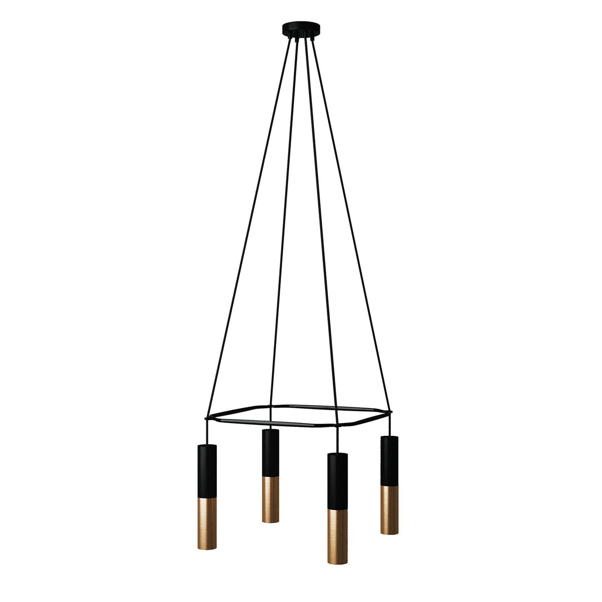 Kroonluchter eettafel Hanglamp zwart vierkant 4X e27 met led