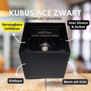 Wandlamp dimbaar Kubus 'Ace' zwart - FOIR