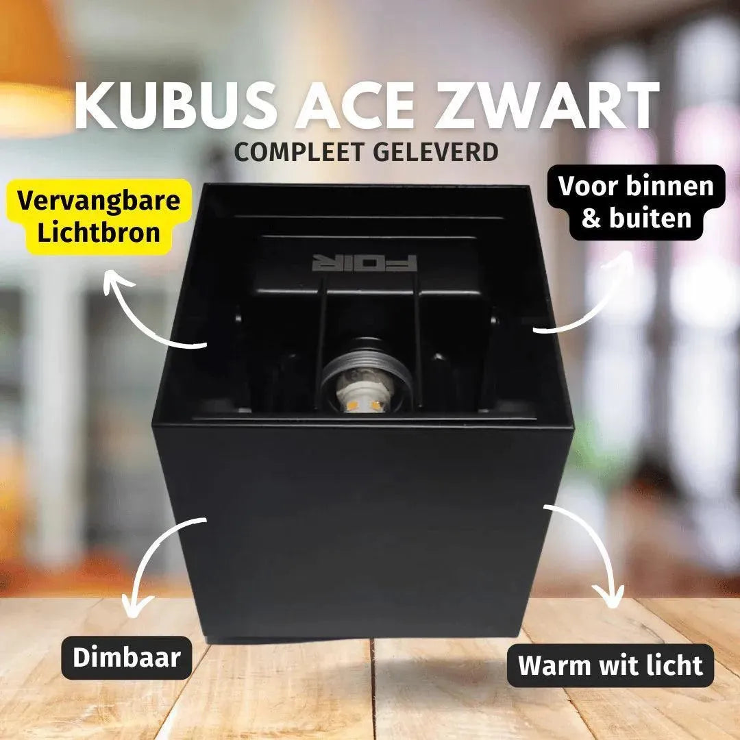 Wandlamp zwart 'Ace' 2700k warm wit verstelbaar - FOIR