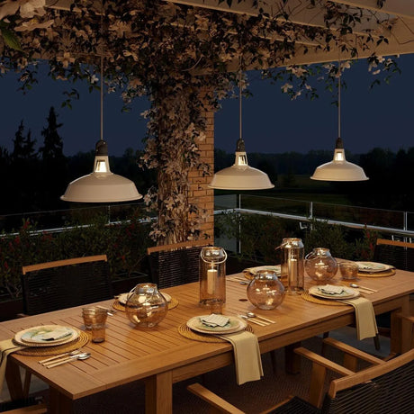 Hanglamp buiten waterdicht industrieel wit 'Haven' E27 fitting metaal IP65 380mm - FOIR