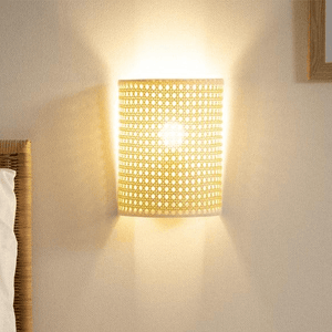 Wandlamp gevlochten 'Cabu' rotan E14 fitting design led lamp modern 25 cm - FOIR