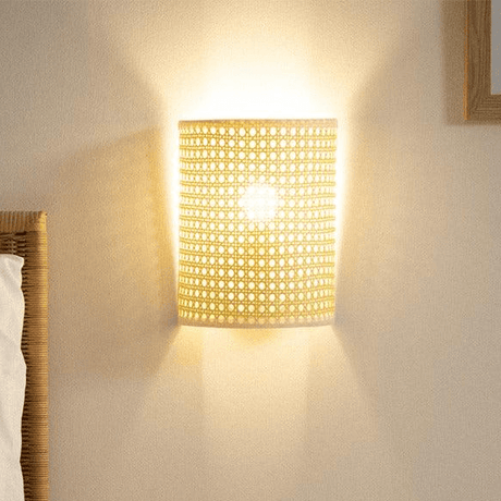 Wandlamp gevlochten 'Cabu' rotan E14 fitting design led lamp modern 25 cm - FOIR