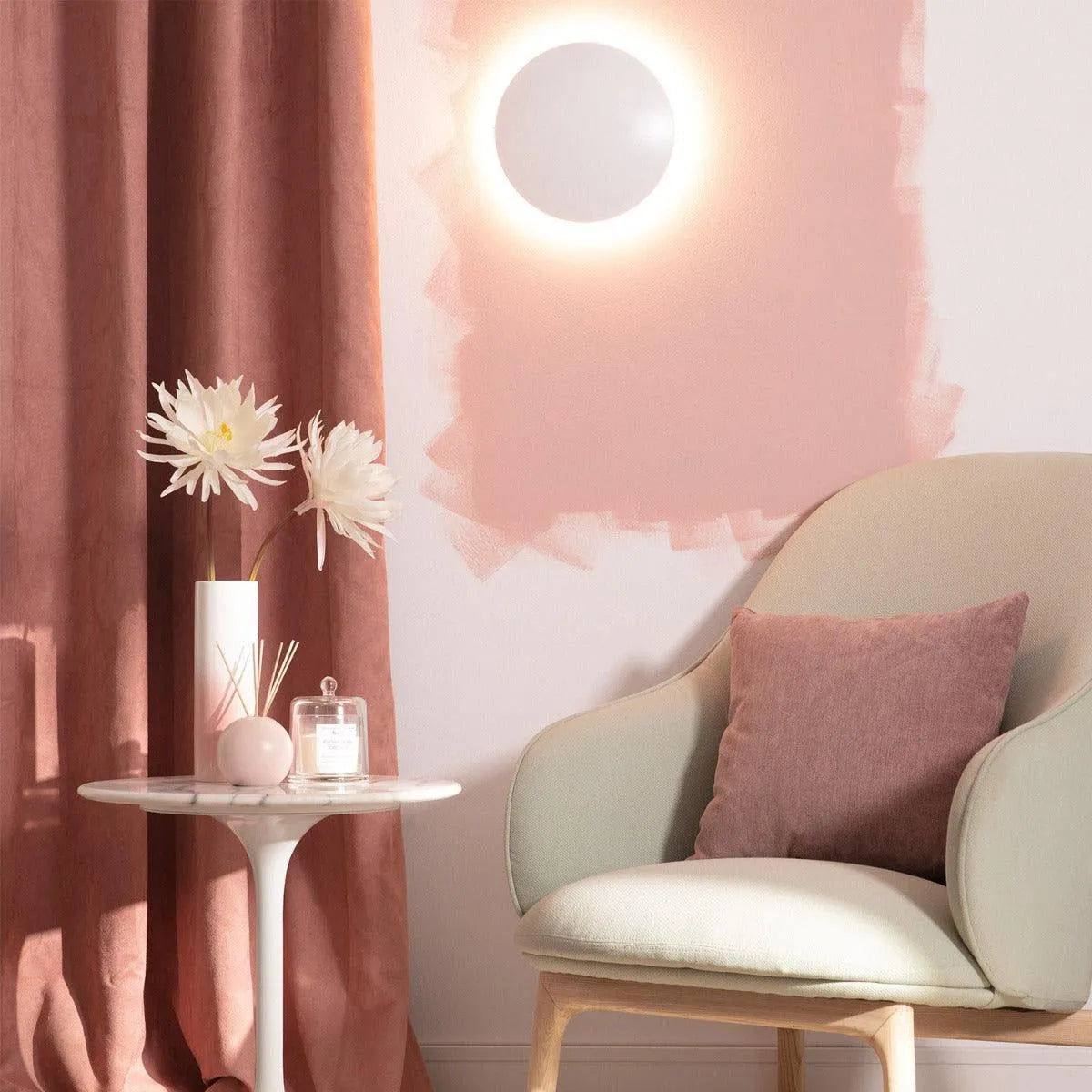 Wandlamp wit 'Ayla' groot rond led modern 260mm - FOIR