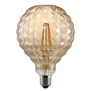 Decoratieve LED lichtbron amberglas E27 fitting grote G125 2W warm wit