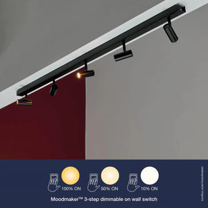 Plafondlamp zwart breed 5 verstelbare spots Nordlux 'Omari' 118 cm - FOIR