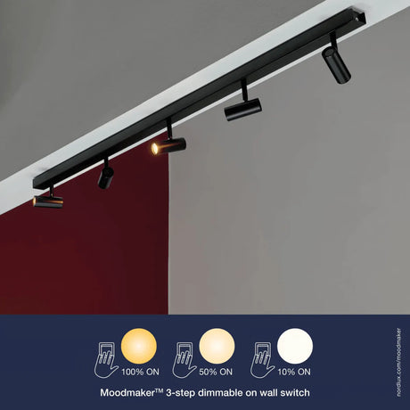 Plafondlamp zwart breed 5 verstelbare spots Nordlux 'Omari' 118 cm - FOIR