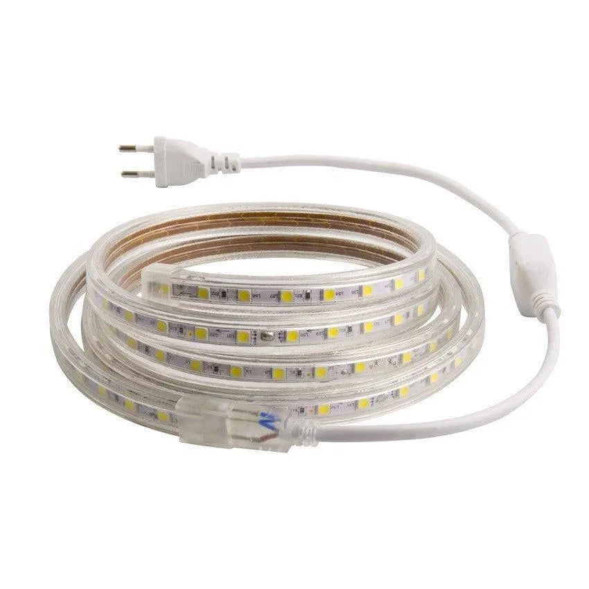 Led strip binnen buiten 10W warm wit licht ledstrip plug & play epoxy PCB Siliconen IP65 spatdicht stofdicht 