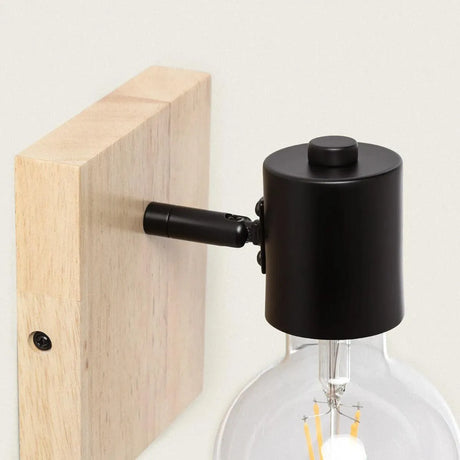 Wandlamp Leeslamp hout met E27 fitting schakelaar & stekker 'Iddo' - FOIR
