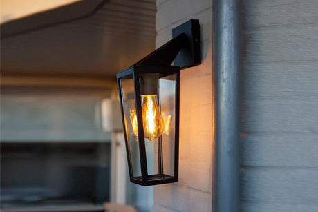 Buitenlamp zwart e27 fitting glas voordeur