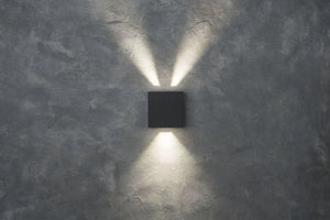 Gevelverlichting kubus vierkant 'Gemini beams' donkergrijs led lamp 11 cm - FOIR