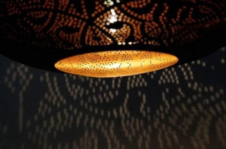 Hanglamp zwart goud filigrain marokkaanse E27 fitting oosterse hanglamp