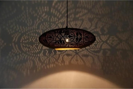Hanglamp modern E27 fitting zwart goud 450mm oosters filigrain