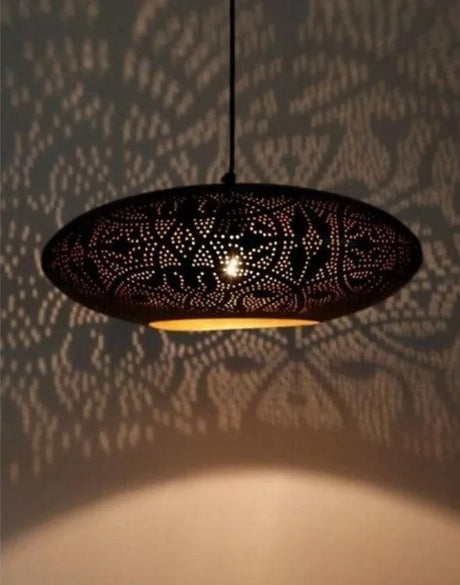 oosterse Hanglamp marrokaanse E27 fitting zwart goud filigrain