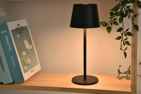 Oplaadbare tafellamp zwart met ingebouwde LED lichtbron batterij Roble 28 cm - FOIR
