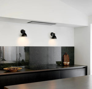 Kleine mat zwarte wandlamp met schakelaar en e27 fitting
