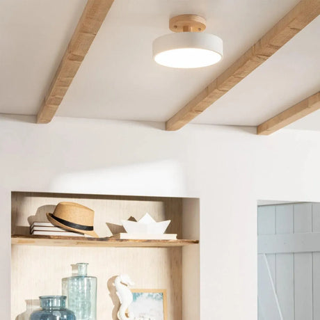 Plafondlamp hout & wit met CCT & LED 'Dominique' - FOIR