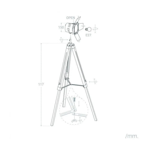 Vloerlamp e27 fitting driepoot led lamp