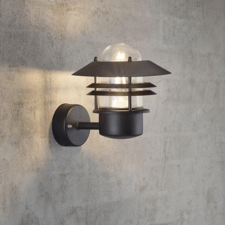Wandlamp zwart Nordlux 'Blokhus' zwart voordeur lamp up lighter E27 fitting - FOIR